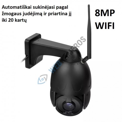 Lauko WIFI kamera automatiškai sukinėjama su optika CAT 8MP